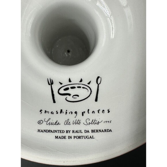 Smashing Plates Hand Painted by Raul Da Bernarda Floral Candlestick Holder - Picture 6 of 7